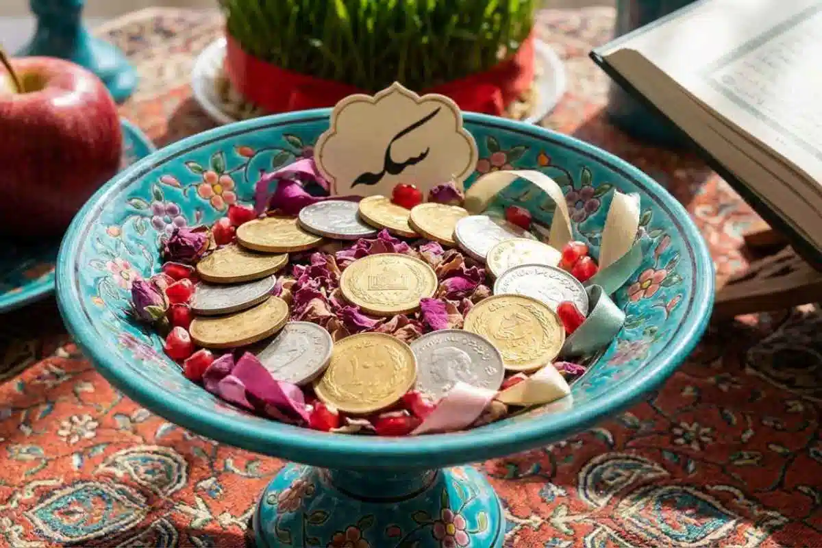 ایده تزیین سکه روی سفره هفت سین