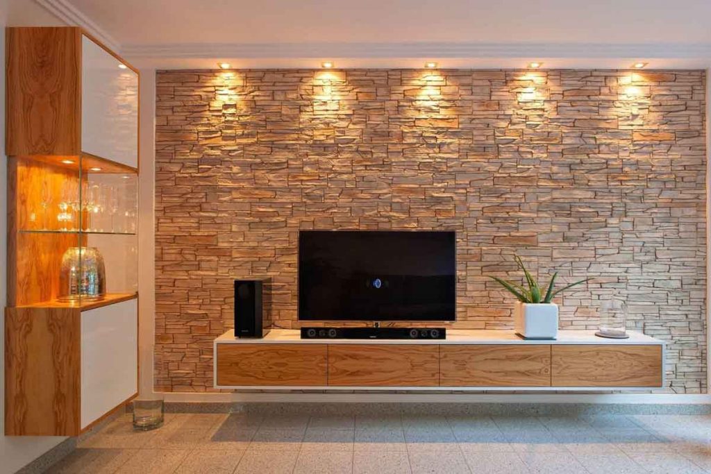 stone wall cladding living room quotes