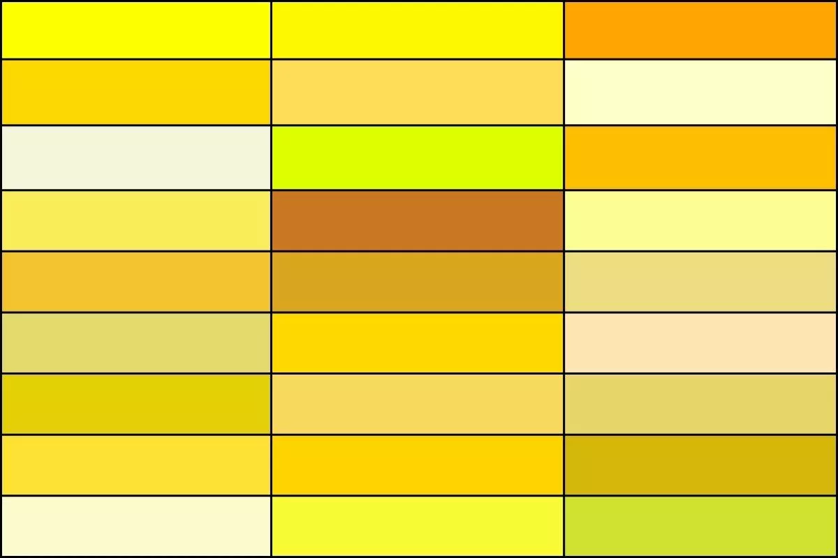 طیف های مختلف رنگ زرد