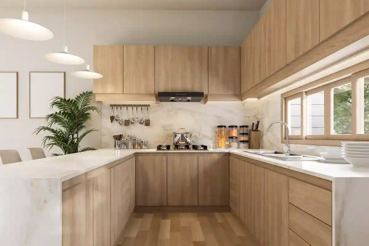 طراحی کابینت آشپزخانه یو شکل