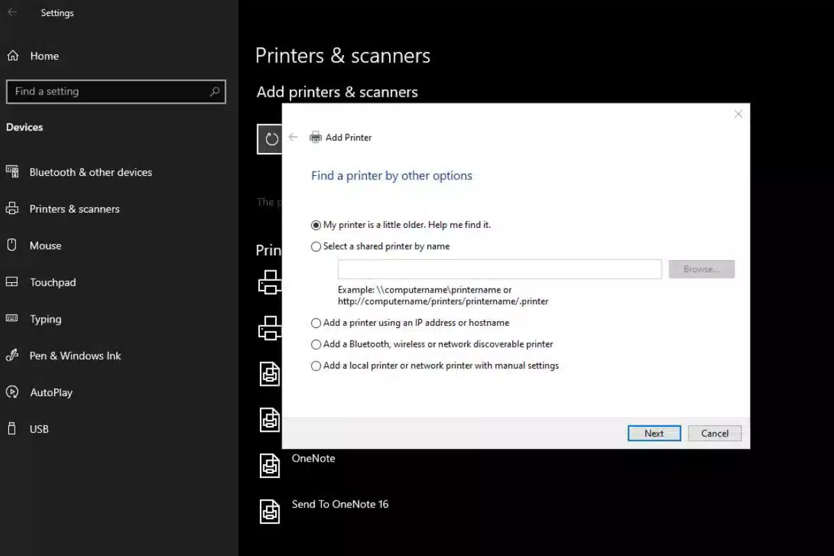 انتخاب روش اتصال به پرینتر