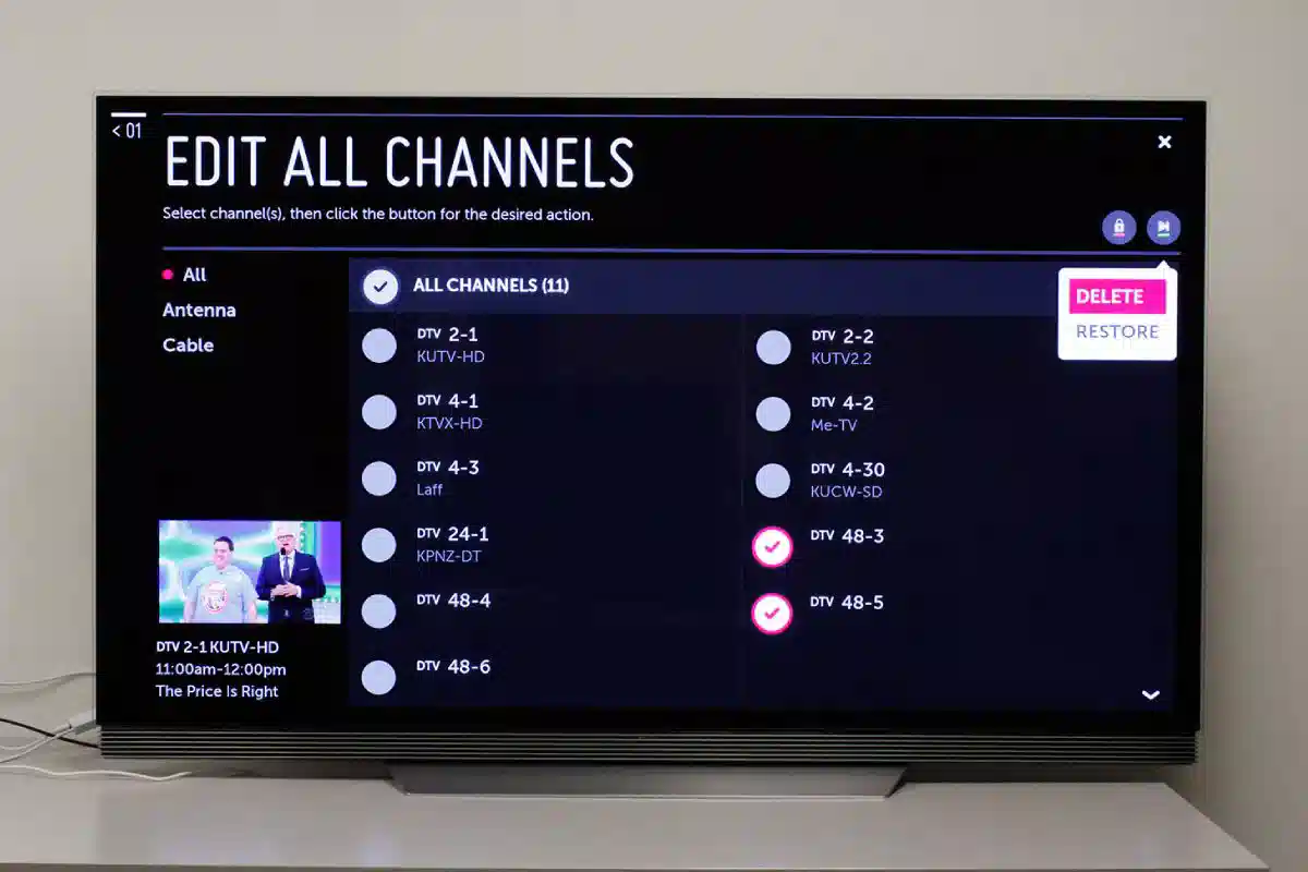 مرتب سازی کانال‌های تلویزیون ال جی