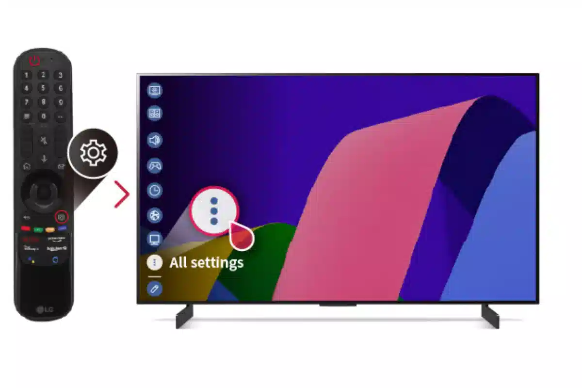 دکمه تنظیمات روی ریموت کنترل تلویزیون ال جی