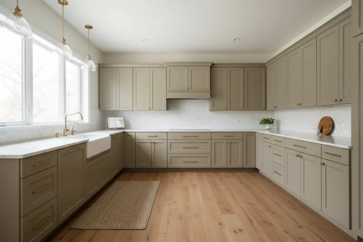 کابینت بژ و خاکی در آشپزخانه
